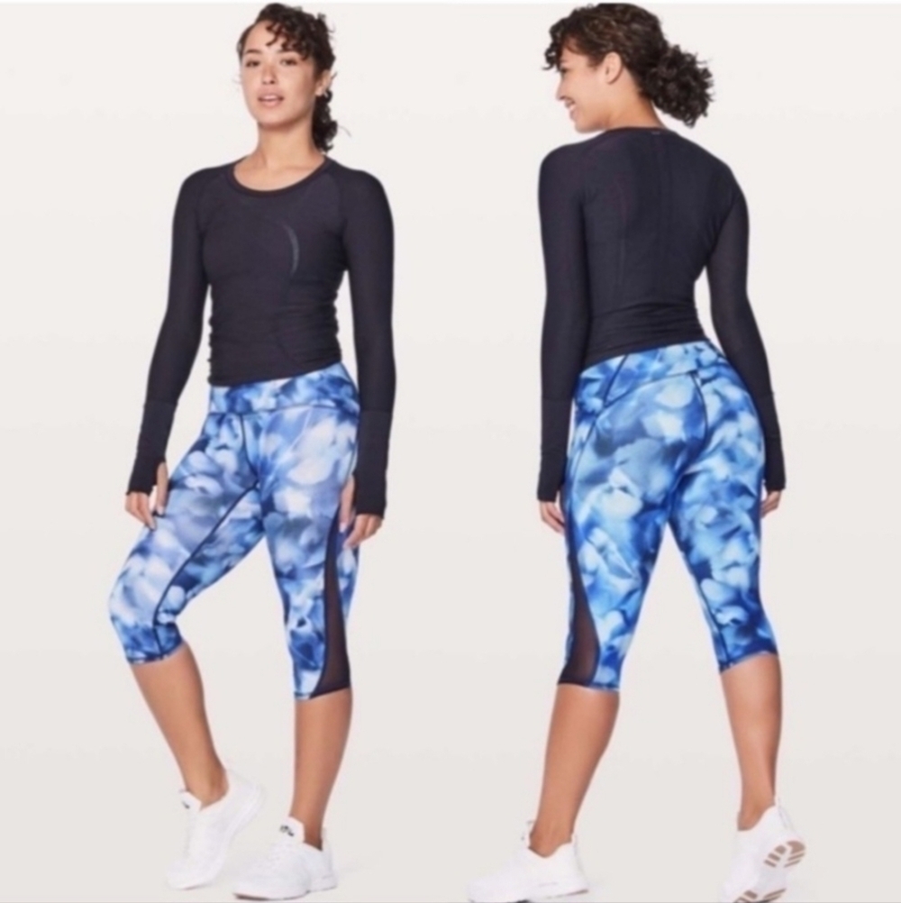 Lululemon Train Times Crop Full On Luxtreme Size 4 Cropped Leggings Abstract EUC